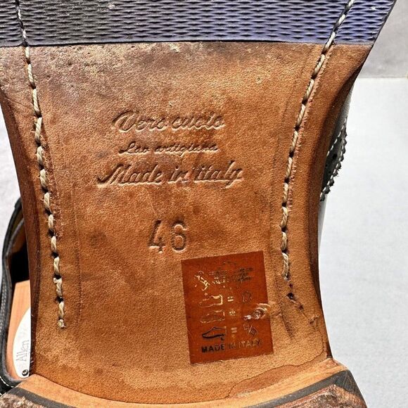 Jose Real Florence Mens Size 46 (US 13) Wingtip Oxford Jet Black Charcoal Veloce - Picture 10 of 10